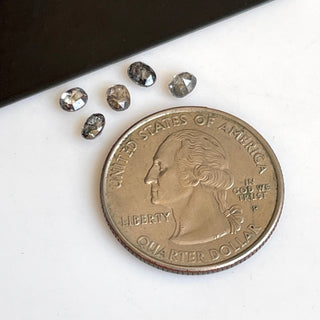 4x3mm Clear Grey/Black Oval Shaped Salt and Pepper Faceted Rose Cut Diamond Loose Double Cut Oval Calibrated Diamond, DDS700/17