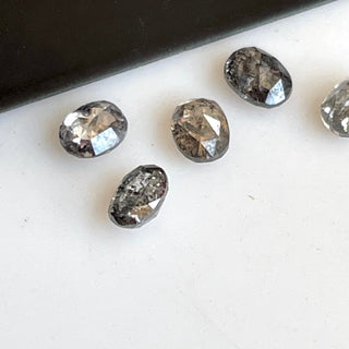 4x3mm Clear Grey/Black Oval Shaped Salt and Pepper Faceted Rose Cut Diamond Loose Double Cut Oval Calibrated Diamond, DDS700/17