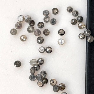 10 Pieces 1.5mm Grey Black Salt And Pepper Faceted Rose Cut Loose Diamond Polished Rose Cut Melee Diamond Accent Stones, DDS702/3