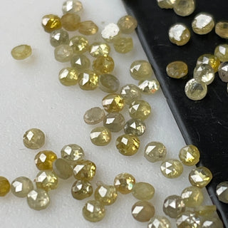 10 Pieces 1.5mm Yellow Faceted Rose Cut Loose Diamond, Polished Rose Cut Melee Yellow Diamond Accent Stones For jewelry, DDS702/6