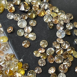 20 Pieces 1.5mm To 2.5mm Natural Yellow Brown Melee Round Brilliant Cut Loose Melee Diamond Faceted Natural Diamonds For Jewelry, DDS700/7