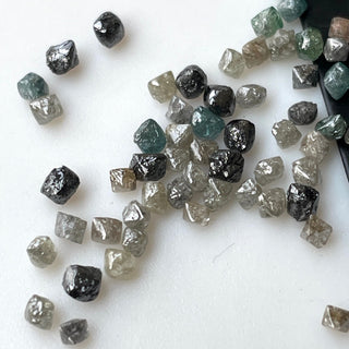 10 Pieces 2mm To 3mm Blue Brown Grey Black  Yellow Natural Raw Diamond Crystals Earth Mined Sparkly Rough Loose Diamonds, DDS700/18