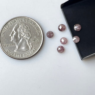 1 Piece 4mm Approx Round Shaped Pink Rose Cut Loose Diamond, Faceted Rose Cut Flat Back Pink Diamond Cabochon, DDS700/19