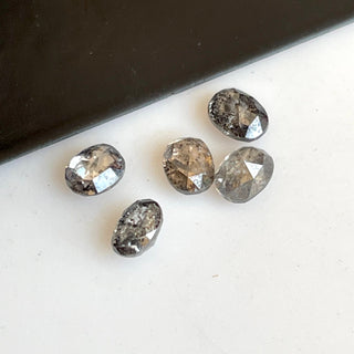 4x3mm Clear Grey/Black Oval Shaped Salt and Pepper Faceted Rose Cut Diamond Loose Double Cut Oval Calibrated Diamond, DDS700/17