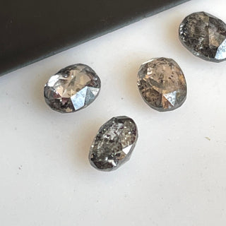 4x3mm Clear Grey/Black Oval Shaped Salt and Pepper Faceted Rose Cut Diamond Loose Double Cut Oval Calibrated Diamond, DDS700/17