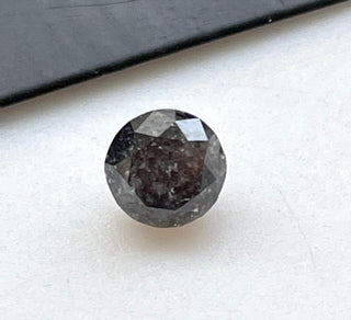 0.75CTW/5.2mm Natural Clear Black Salt And Pepper Solitaire Loose Diamond, Round Brilliant Cut Faceted Diamond Loose For Ring, DDS694/4