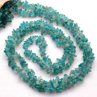 Natural Apatite Uncut Chips Beads, 5mm to 8mm Blue Smooth Uncut Apatite Beads, Sold As 32 Inch Strand, GDS2023