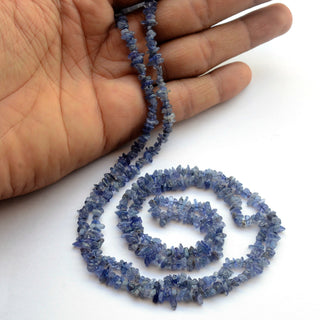 Smooth Blue Tanzanite Uncut Beads, 4mm To 6mm Natural Tanzanite Chips Beads, Sold As 32 Inch Strand, GDS2025