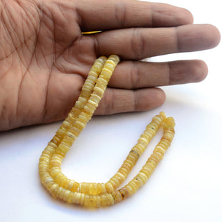 Natural Yellow Opal Tyre Rondelle Beads, 6.5mm/8mm Smooth Yellow Opal Shaded Rondelle Beads, Sold As 16 Inch Strand, GDS2027