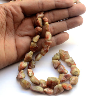 Natural Sunstone Beads, 10mm to 18mm Raw Rough Sunstone Tumble Beads, Sold As 18 Inch Strand, GDS2033