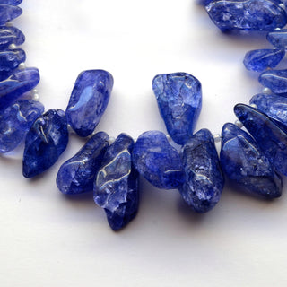 Blue Coated Natural Raw Quartz Crystal Beads, 14mm to 32mm Coated Crystal Tumble Beads, Sold As 11 Inch/22 Inch Strand, GDS2035