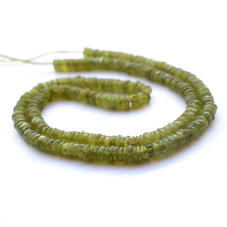 Natural Green Vessonite Tyre Rondelle Beads, 4mm/5mm Smooth Green Vesuvianite Round Heishi Beads, Sold As 16 Inch Strand, GDS2028