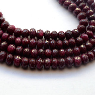 Natural Ruby Faceted Rondelle Beads, Ruby Loose Gemstone Beads, 5mm to 11mm/8mm to 12mm Ruby Beads, Sold As 18 Inch/20 Inch Strand, GDS2050