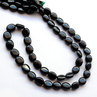 Natural Black Spinel Plain Oval Beads, 6mm To 10mm/10mm To 11mm Smooth Black Spinel Beads, Sold As 18 Inch Strand, GDS2031