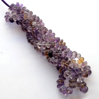 Natural Ametrine Plain Smooth Rondelle Beads, 10mm to 12mm Ametrine Loose Gemstone beads, Sold As 9 Inch/18 Inch Strand, GDS2051