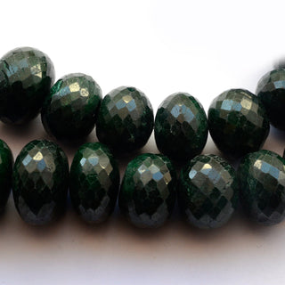 Green Corundum Faceted Rondelle Briolettes Beads, 19mm to 29mm Huge Emerald Color Gemstone Beads, Sold As 10 Inch/20 Inch Strand, GDS2053