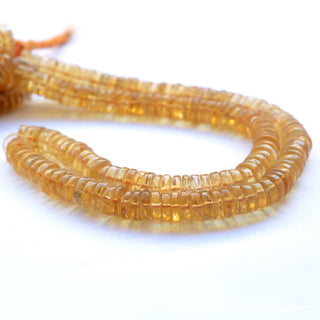 Natural Citrine Tyre Rondelle Beads, 6mm to 7.5mm Yellow Smooth Citrine Rondelle Beads, Sold As 16 Inch Strand, GDS2022