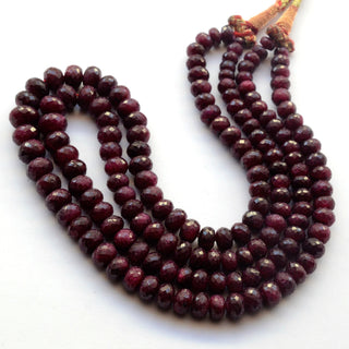 Natural Ruby Faceted Rondelle Beads, Ruby Loose Gemstone Beads, 5mm to 11mm/8mm to 12mm Ruby Beads, Sold As 18 Inch/20 Inch Strand, GDS2050