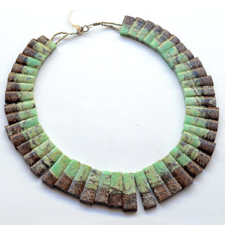 Natural Chrysoprase Layout Necklace Gemstone, 17" 15mm To 30mm Bib Necklace Cleopatra Necklace Collar Necklace For Women, GDS2059