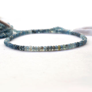 Shaded Blue 5mm Moss Aquamarine Faceted Rondelle Beads, Aquamarine Loose Gemstone Beads, Sold As 7 Inch/14 Inch Strand, GDS2061