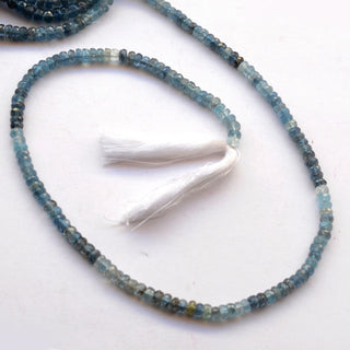 Shaded Blue 5mm Moss Aquamarine Faceted Rondelle Beads, Aquamarine Loose Gemstone Beads, Sold As 7 Inch/14 Inch Strand, GDS2061