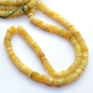 Natural Yellow Opal Tyre Rondelle Beads, 6.5mm/8mm Smooth Yellow Opal Shaded Rondelle Beads, Sold As 16 Inch Strand, GDS2027