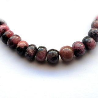 Natural Rhodonite Beads, 8mm To 9mm/ 9mm to 9.5mm Rhodonite Smooth Rondelle Beads, Sold As 8 Inch Strand, GDS2032