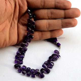 Amethyst Long Faceted Trillion Briolettes Beads, 9mm to 10mm Amethyst Loose Triangle Shape Gemstone Beads, Sold As 7.5 Inch Strand, GDS2080