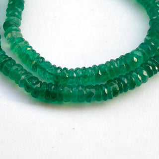 Natural Green Onyx Faceted Tyre Rondelle Beads, 6.5mm Green Onyx Loose Heishi Gemstone Beads, Sold As 16 Inch Strand, GDS2082