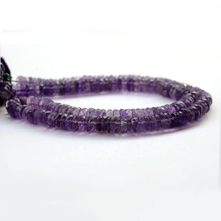 Natural Amethyst Faceted Tyre Rondelles Beads, 6mm/7mm Purple Amethyst Loose Heishi Gemstone Beads, 8 Inch/16 Inch Strand, GDS2085