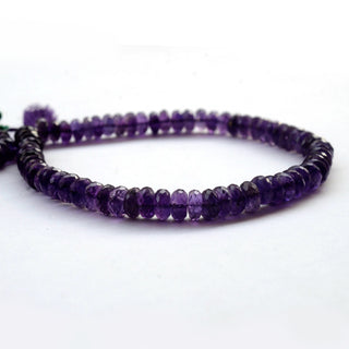 Natural Amethyst Faceted Rondelles Beads, 7.5mm Purple Amethyst Loose Gemstone Beads, Sold As 10 Inch Strand, GDS2086
