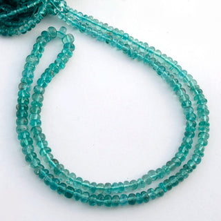 Blue Apatite Color Smooth Rondelle Beads, 4mm to 5.5mm Blue Apatite Loose Gemstone Beads, Sold As 18 Inch Strand, GDS2090