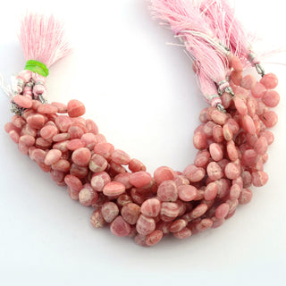 Natural Rhodochrosite Smooth Heart Briolette Beads, 8mm/9mm/10mm Pink Rhodochrosite Gemstone Beads, Sold As 8 & 4 Inch Strand, GDS2094