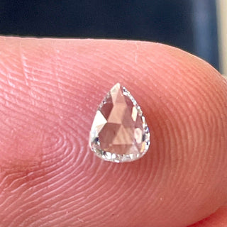 0.18CTW/4.9mm Clear White Pear Shaped Rose Cut Diamond Loose, Faceted Rose Cut Diamond Loose For Ring, DDS695/3
