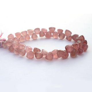 Natural Pink Strawberry Quartz Faceted Teardrop Briolette Beads, 9mm to 10mm Strawberry Quartz Gemstone Beads, 8 & 4 Inch Strand, GDS2103