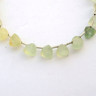 Natural Prehnite Faceted Trillion Shaped Briolette Beads, 7.5mm to 8mm Prehnite Triangle Loose Gemstones Beads, 8 Inch Strand, GDS2104