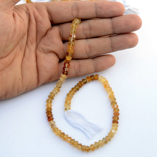 Natural Citrine Shaded Yellow Rondelle Beads, 6mm/7mm Faceted Citrine Loose Gemstone Beads, Sold As 12 Inch Strand, GDS2106