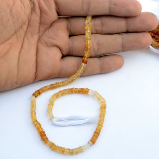 Natural Citrine Shaded Yellow Tyre Rondelle Beads, 4.5mm to 5mm Smooth Citrine Loose Gemstone Beads, Sold As 12 Inch Strand, GDS2109