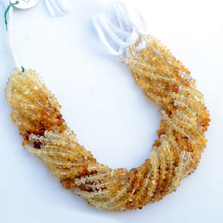 Natural Citrine Smooth Shaded Button Beads, 5mm Yellow/Orange Citrine Loose Gemstone Beads, Sold As 12 Inch Strand, GDS2113