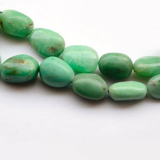 Chrysoprase Smooth Oval Shaped Tumble Briolette Beads, 11mm to 19mm Natural Chrysoprase Tumbles, Sold As 16 Inch Strand, GDS2119