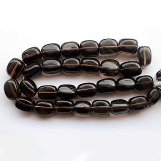 Natural Smoky Quartz Smooth Oval Shaped Tumble Briolette Beads, 12mm to 14mm Smoky Quartz Gemstone Beads, Sold As 16 Inch Strand, GDS2121