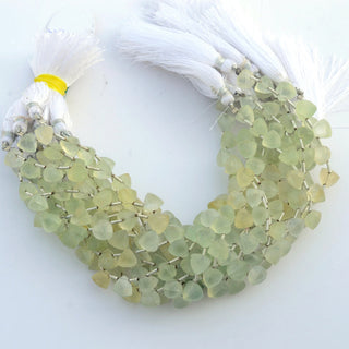 Natural Prehnite Faceted Trillion Shaped Briolette Beads, 7.5mm to 8mm Prehnite Triangle Loose Gemstones Beads, 8 Inch Strand, GDS2104