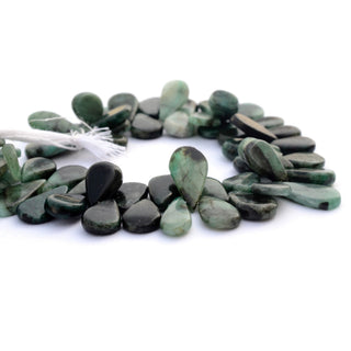 Natural Emerald Smooth Pear Shaped Briolette Beads, 12mm to 15mm/13mm to 17mm Green Emerald Beads, Sold As 7 Inch/8 Inch Strand, GDS2115