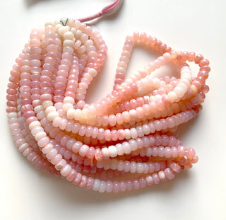Pink Shaded Peruvian Opal Smooth Rondelle Beads, 8.5mm Peruvian Pink Opal Color Treated Beads, Sold As 16 Inch Strand, GDS2117