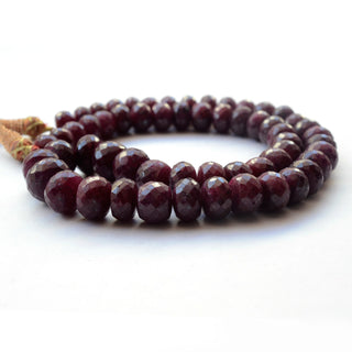 Natural Ruby Faceted Rondelle Beads, Ruby Loose Gemstone Beads, 10mm To 14mm Ruby Beads, Sold As 9.5 Inch/19 Inch Strand, GDS2049
