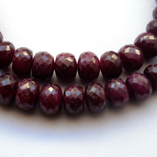 Natural Ruby Faceted Rondelle Beads, Ruby Loose Gemstone Beads, 10mm To 14mm Ruby Beads, Sold As 9.5 Inch/19 Inch Strand, GDS2049