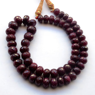 Natural Ruby Faceted Rondelle Beads, Ruby Loose Gemstone Beads, 10mm To 14mm Ruby Beads, Sold As 9.5 Inch/19 Inch Strand, GDS2049