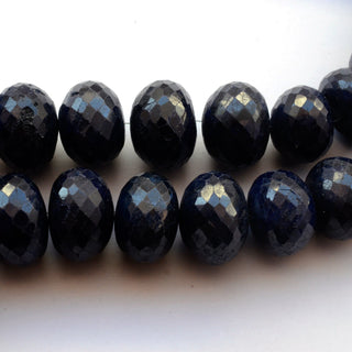 Blue Corundum Faceted Rondelle Beads, 16mm to 30mm Huge Sapphire Color Gemstone Beads, Sold As 10 Inch/20 Inch Strand, GDS2054