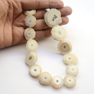 Natural Solar Quartz Beads, 15mm/20mm Approx White Solar Quartz Beads, 12 Inch Strand, Solar Quartz Jewelry, GDS2042