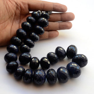 Blue Corundum Faceted Rondelle Beads, 16mm to 30mm Huge Sapphire Color Gemstone Beads, Sold As 10 Inch/20 Inch Strand, GDS2054